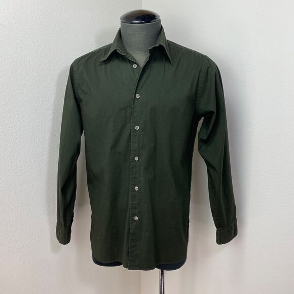 Vintage Gap Mens Cotton Shirt Small Long Sleeves Dark Green Button Front Classic - Picture 1 of 16